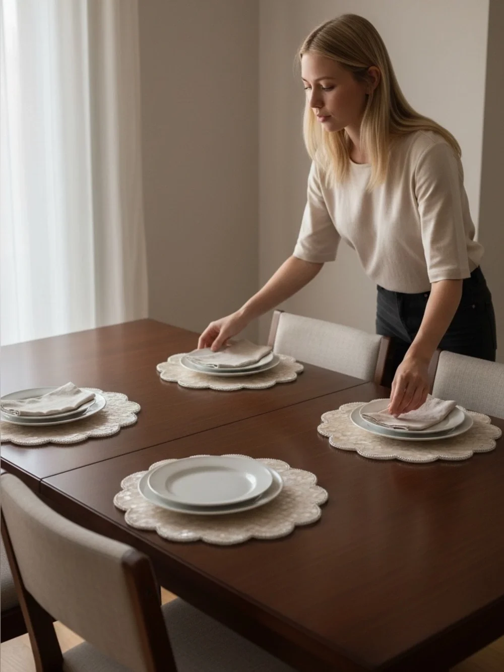 Beautiful Vintage Mother Of Pearl Leila’s Linens Set Of 4 Placemats